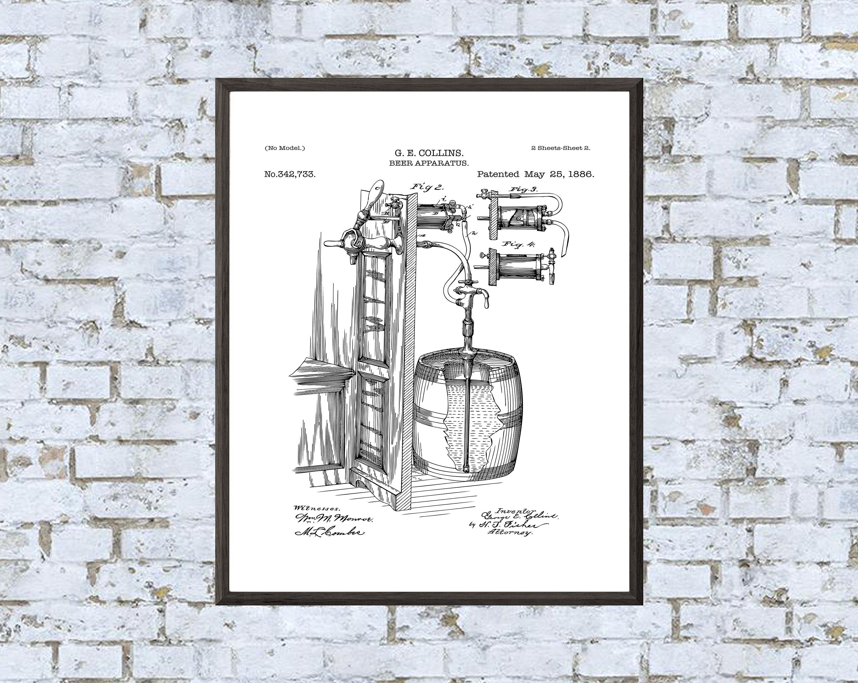 Vintage Beer Apparatus Patent Art Print: 7 Backgrounds (Digital Download)