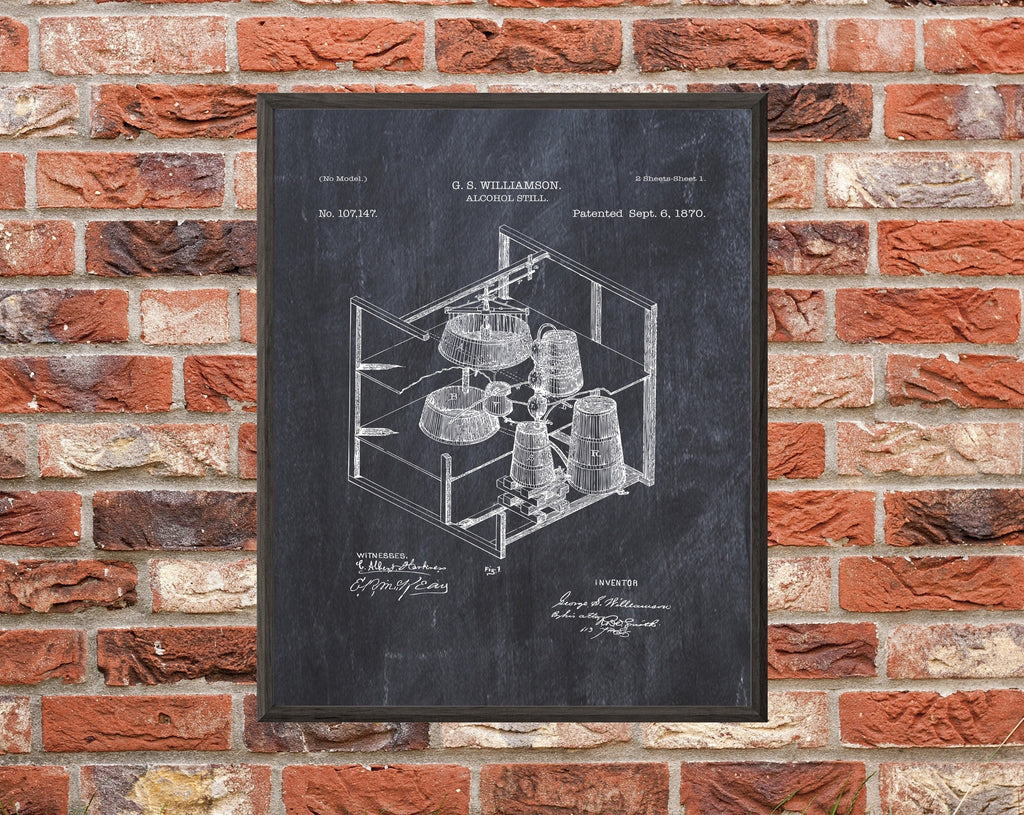 Vintage Alcohol Still Patent Art Print: Customizable Backgrounds (Digital Download)