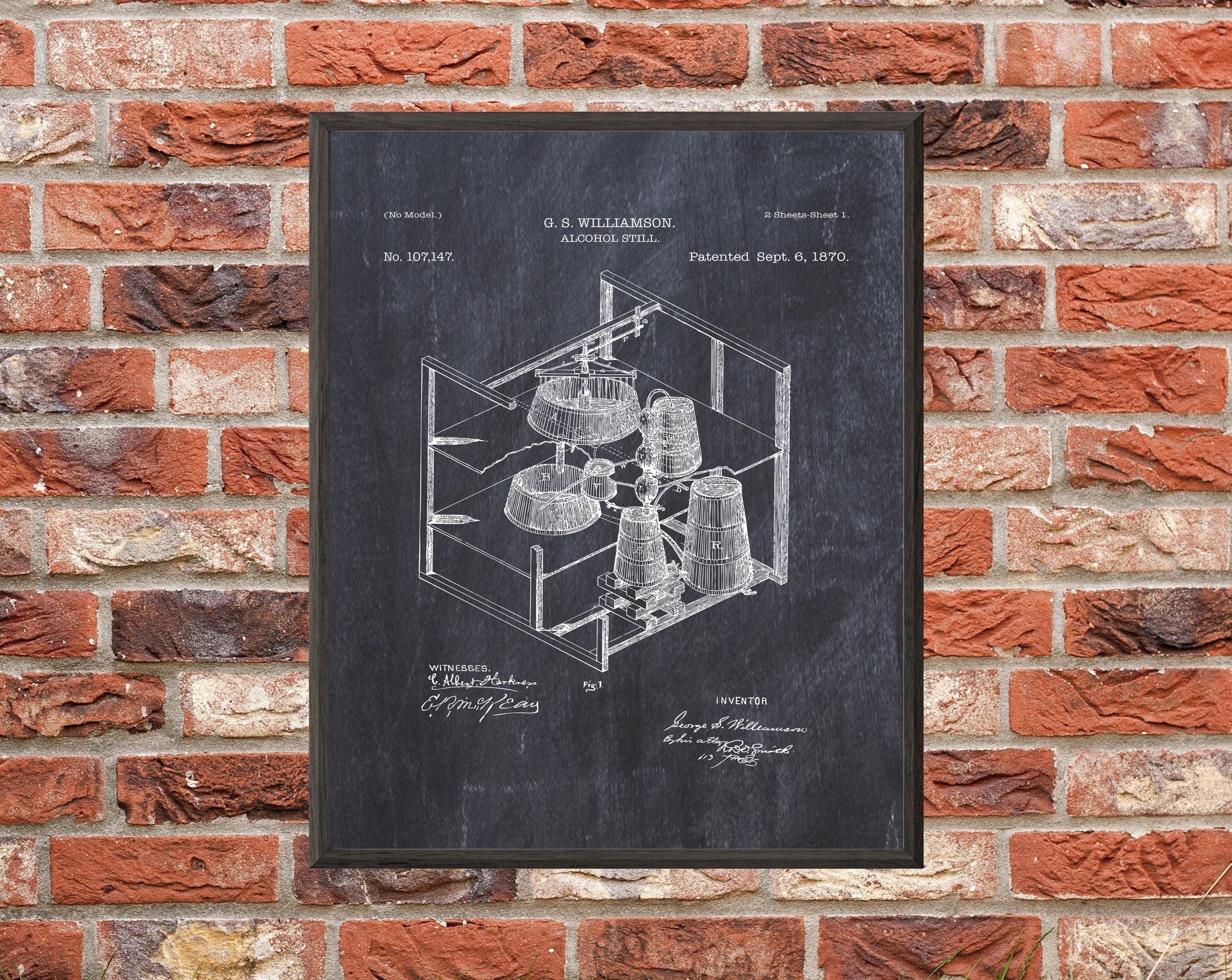 Vintage Alcohol Still Patent Art Print: Customizable Backgrounds (Digital Download)