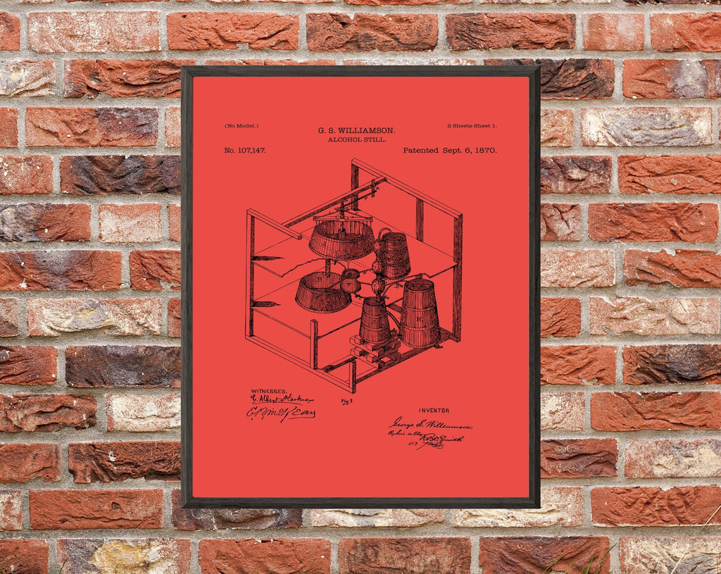 Vintage Alcohol Still Patent Art Print: Customizable Backgrounds (Digital Download)