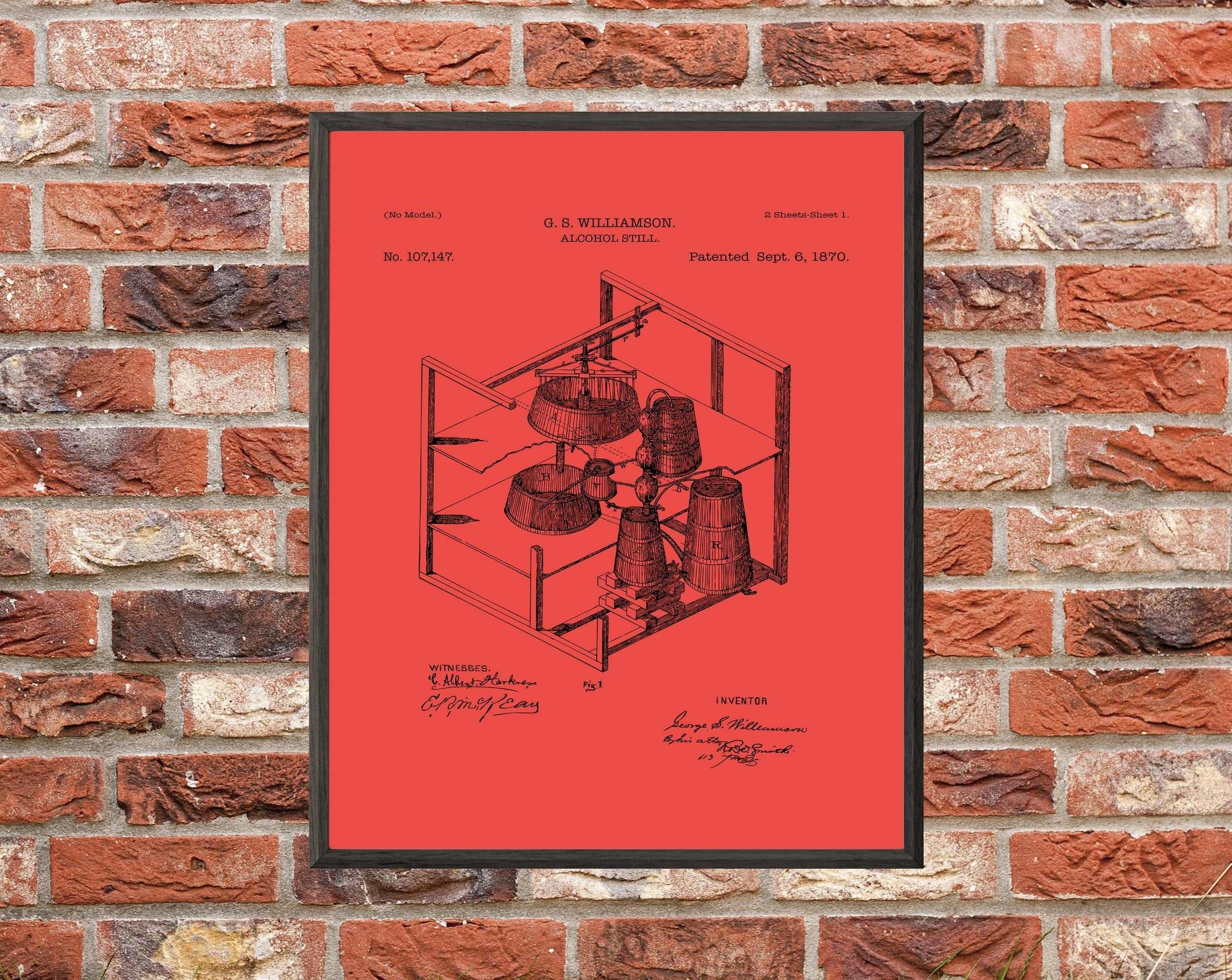 Vintage Alcohol Still Patent Art Print: Customizable Backgrounds (Digital Download)