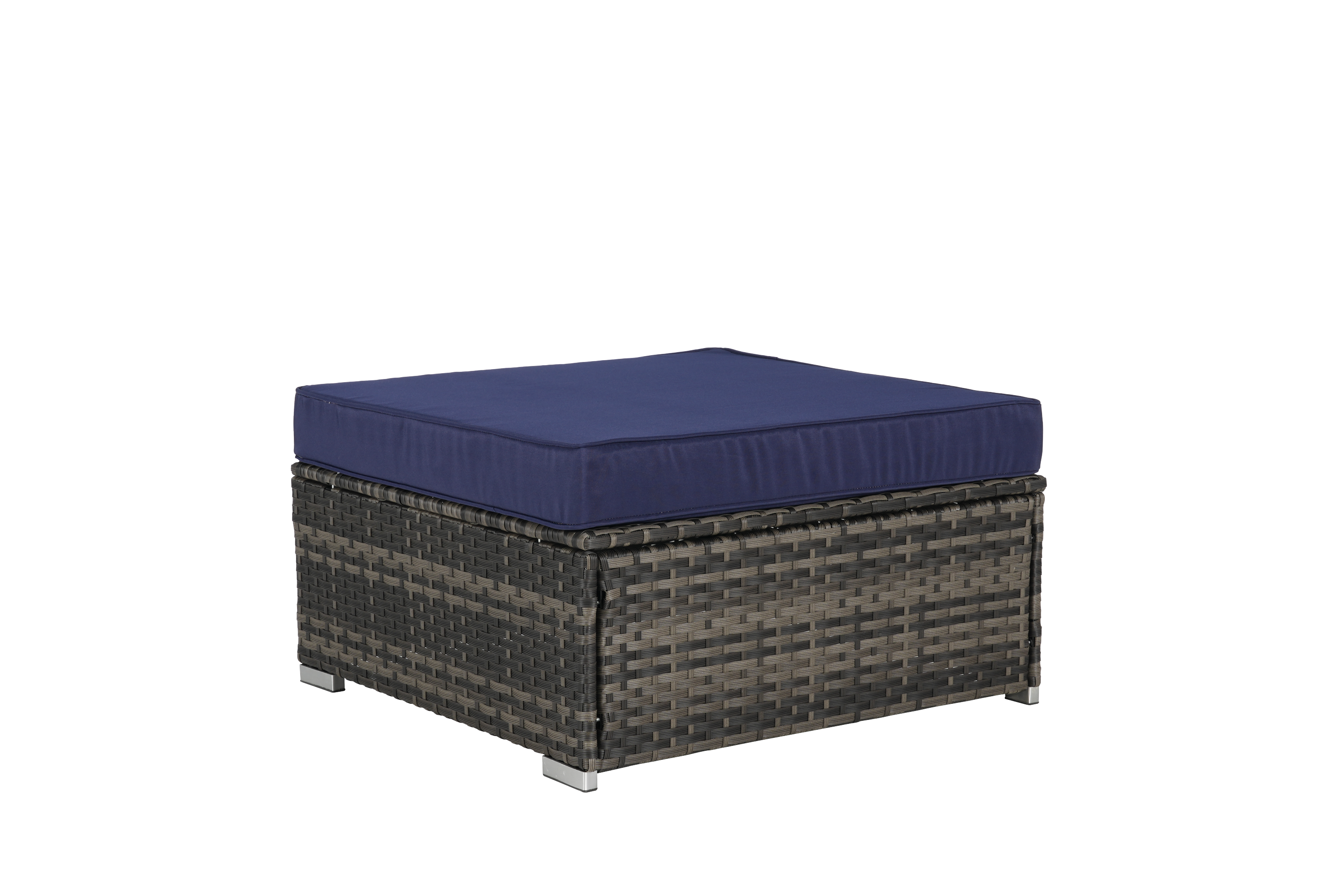 Outdoor Sectional Set PE Rattan Steel Dark Blue 8 Piece Seats 8 380 LB