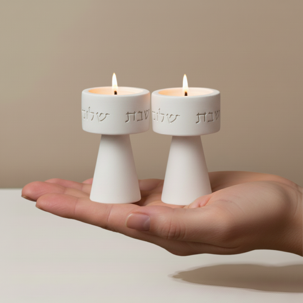 Modern Concrete Shabbat Set – Timeless Glow Series