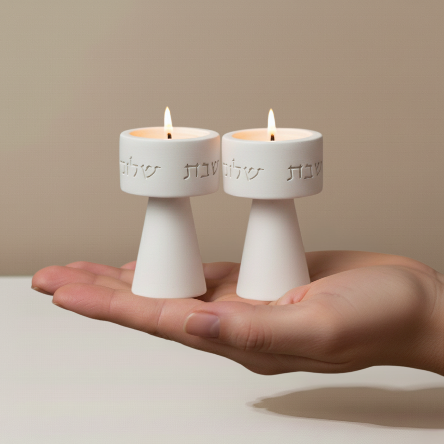 Modern Concrete Shabbat Set – Timeless Glow Series