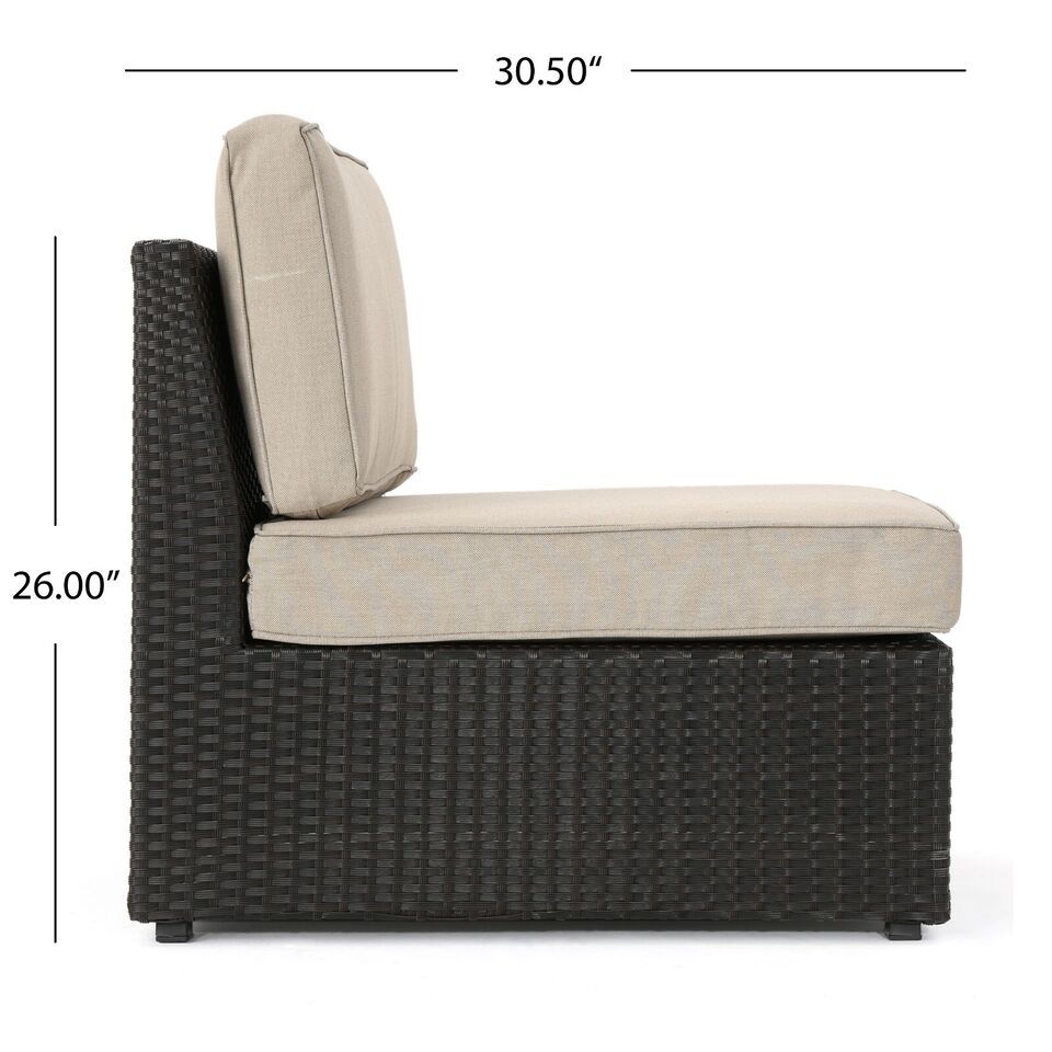 Outdoor Sectional Set PE Rattan Iron Dark Brown 8 Piece No Assembly