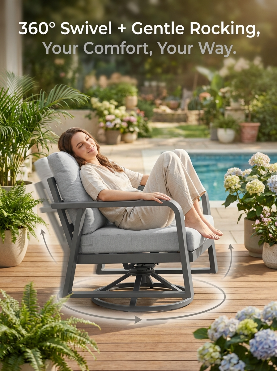 Outdoor Swivel Chair Aluminum Dark Gray Set of 2