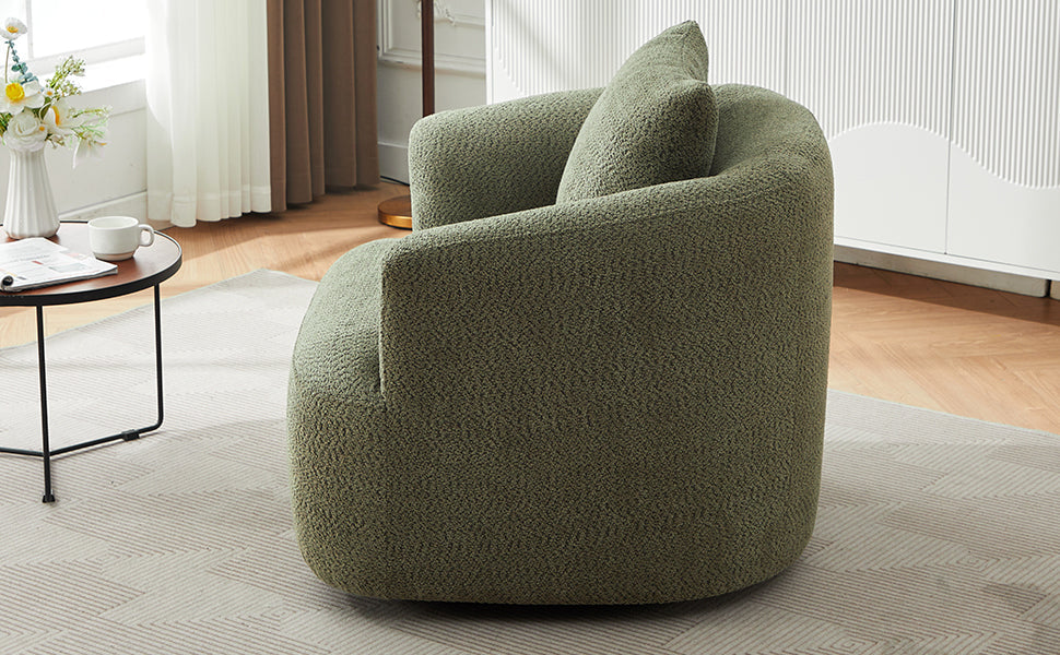 Accent Chair Swivel Barrel Chenille Green 360 Degree Pocket Spring 38 In