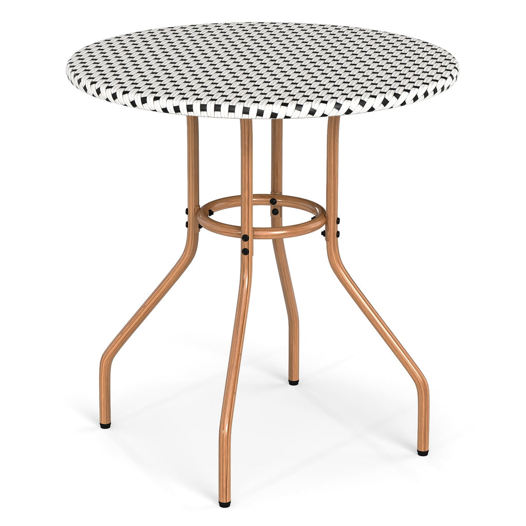 27.5 inch Outdoor Bistro Table with Heavy Duty Metal Frame and Adjustable Foot Pads-white