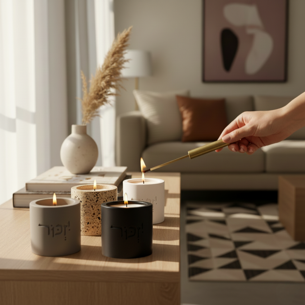 Elegant Yizkor Memorial Concrete Candleholder – To Remember Series