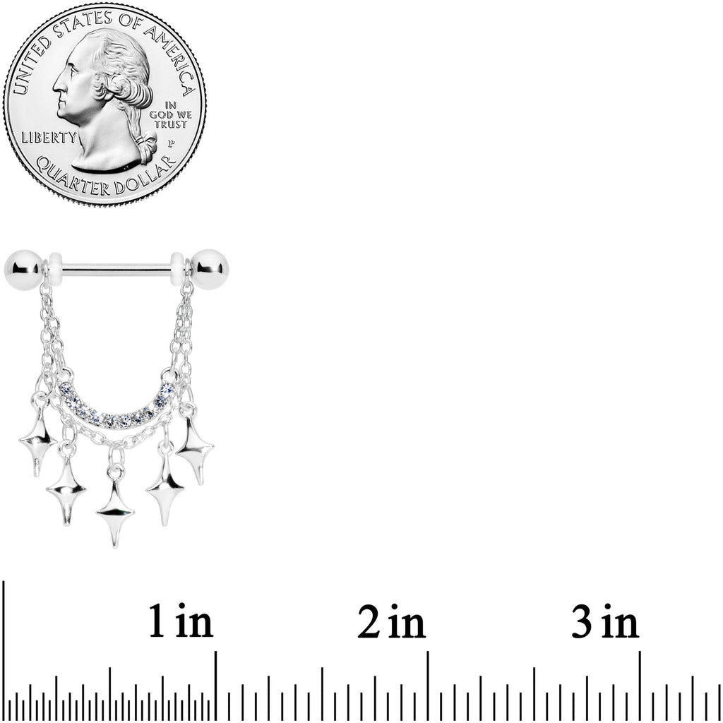 14G 9/16 Clear Gem Drama Dangle Nipple Ring Set