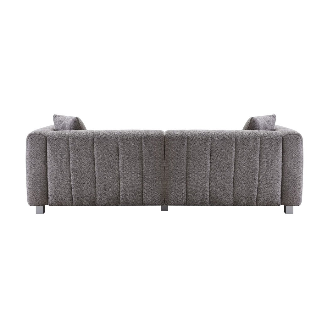 Sofa Modular Velvet Teddy Gray 3 Seat Metal Legs 87 In 750 LB