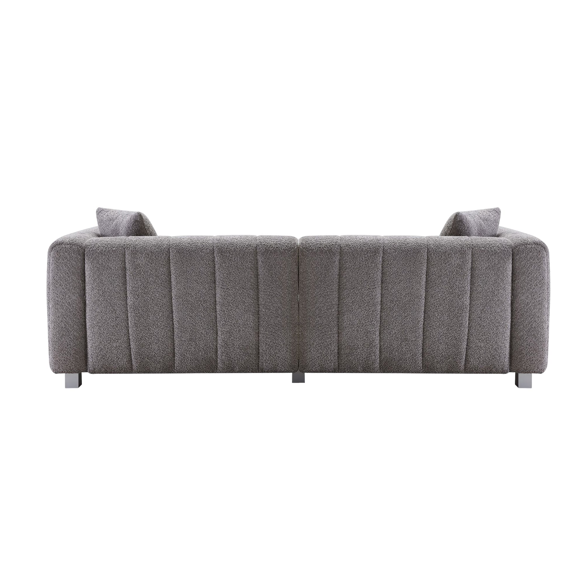 Sofa Modular Velvet Teddy Gray 3 Seat Metal Legs 87 In 750 LB