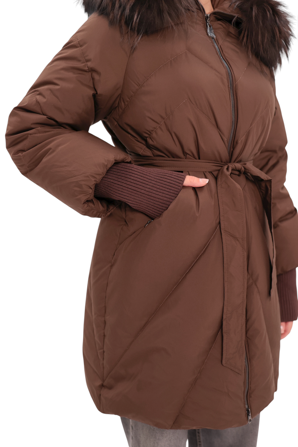 Genuine Fur Trim Down Fill Coat