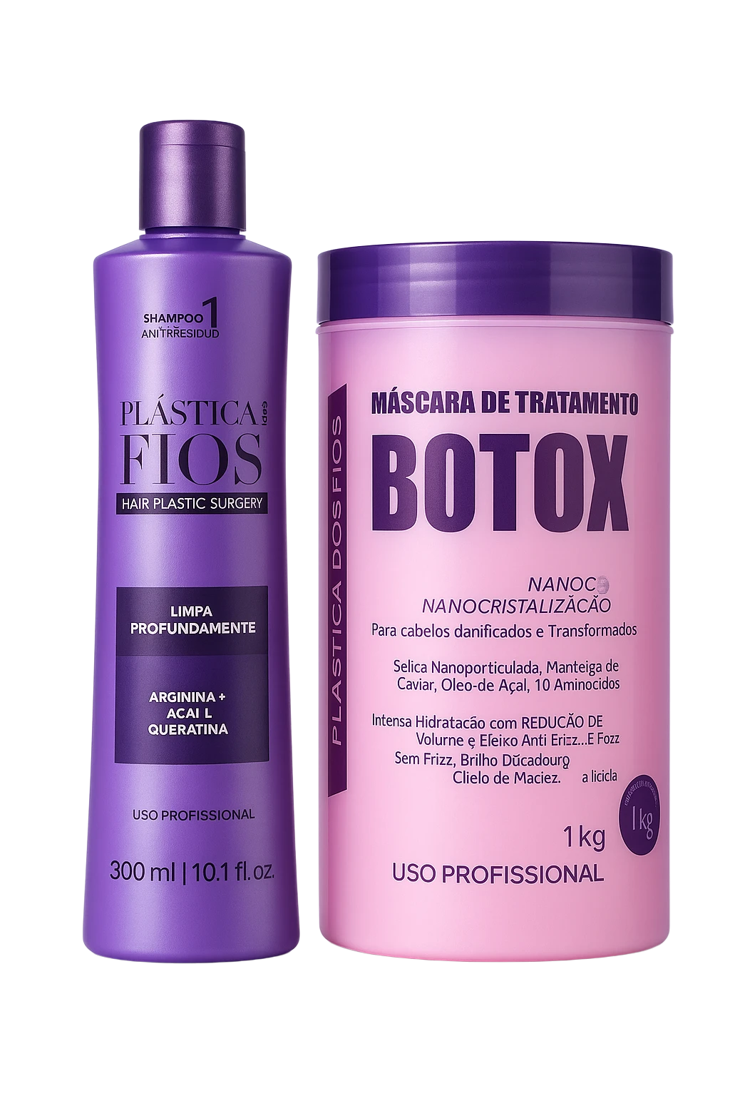 Plastica dos Fios Anti Residue Shampoo Hair Btox Damaged Hair Recovering Kit