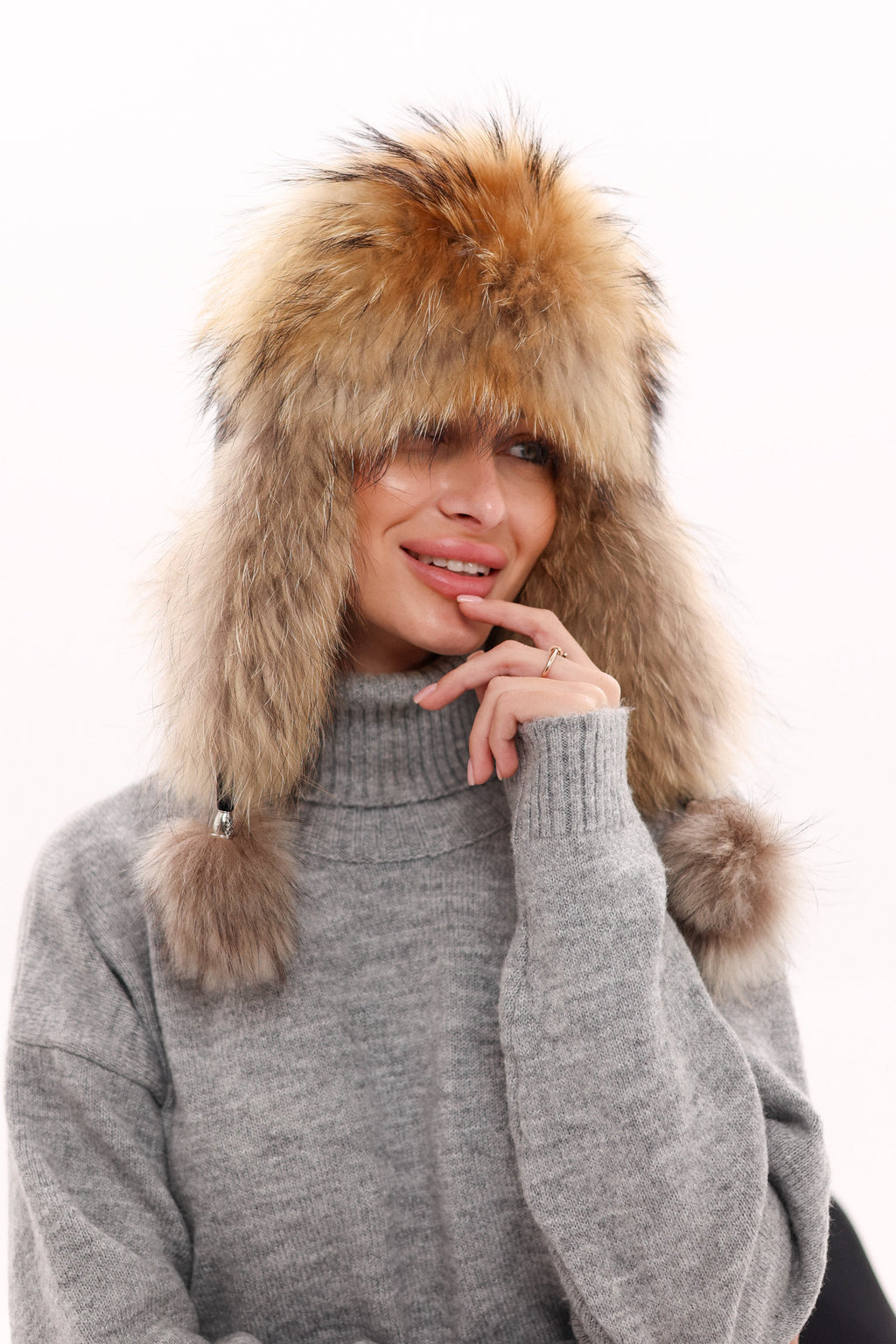 Genuine Racoon Fur Genuine Leather Hat