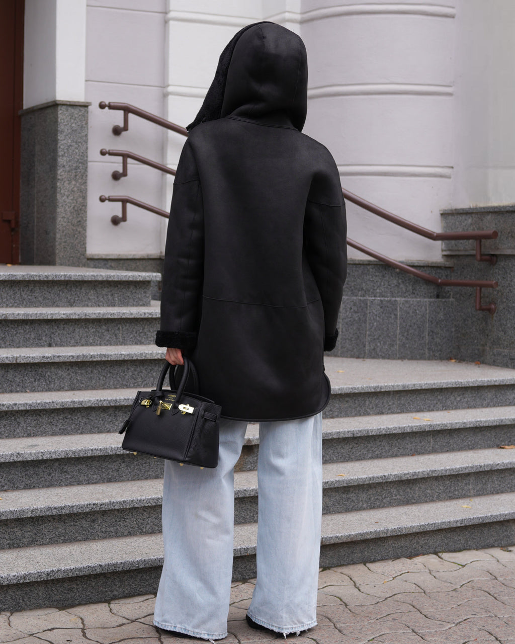 ⇆ Reversible Faux Shearling Hooded Coat