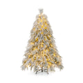 4.5/6/7 Feet Pre-Lit Snow Flocked Christmas Tree with Warm White LED Lights
