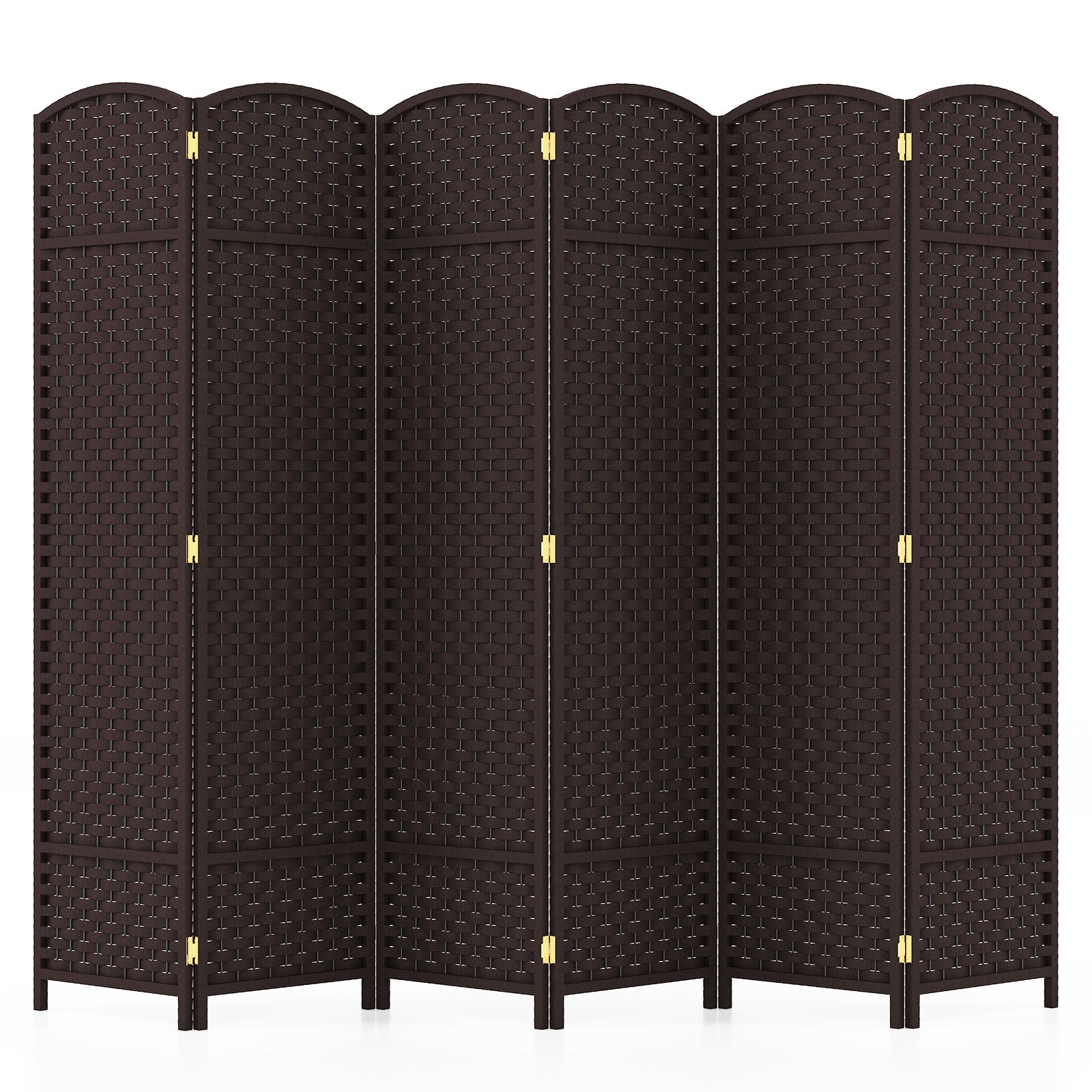 6-Panel Room Divider 5.6 FT Tall Folding Privacy Screen with Hand-woven Texture