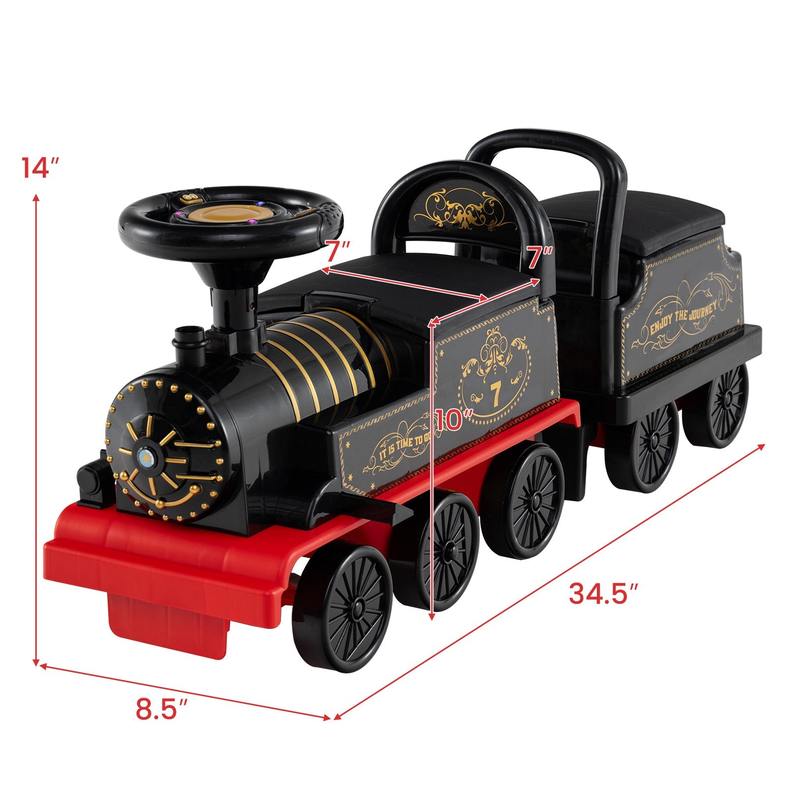 6V Ride on Train 2-Seater with Carriage and Flashing LED Lights