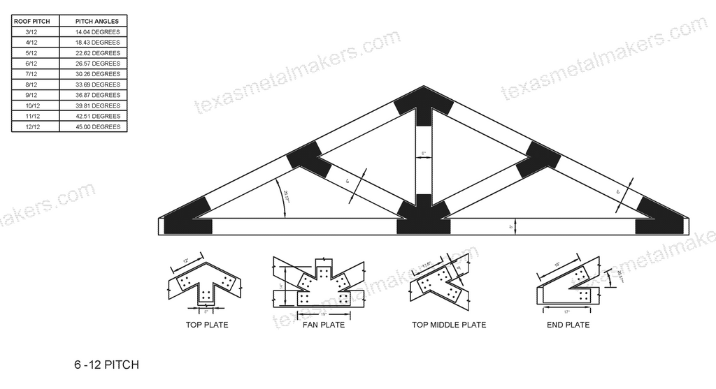 6x6 Structural Design Timber Truss Brackets for 6x6 Posts, 6" Timber Truss Brackets, 6x6 Fan Bracket
