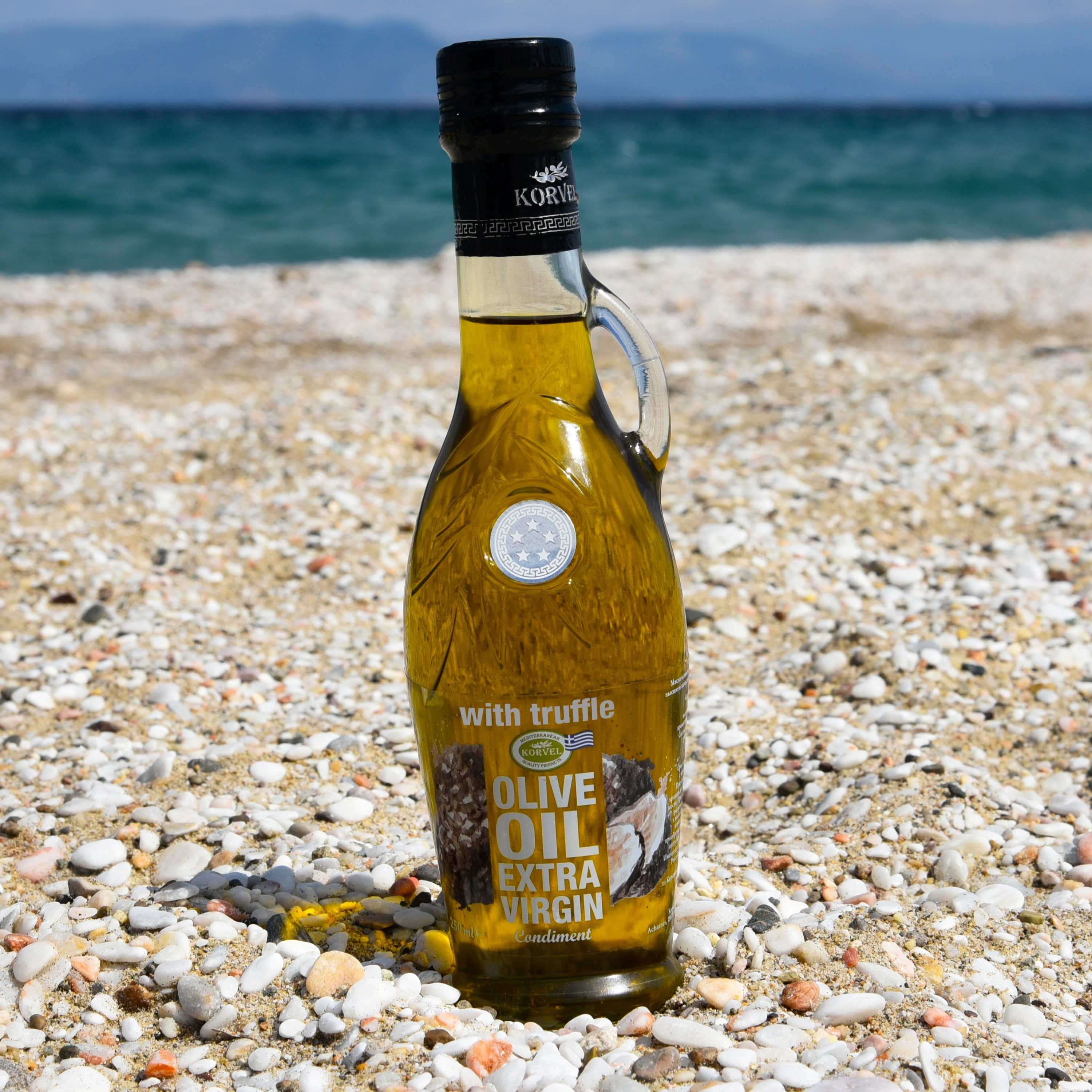 KORVEL Greek Extra Virgin Olive Oil with Truffle, 8.45 fl oz - 6 Pack