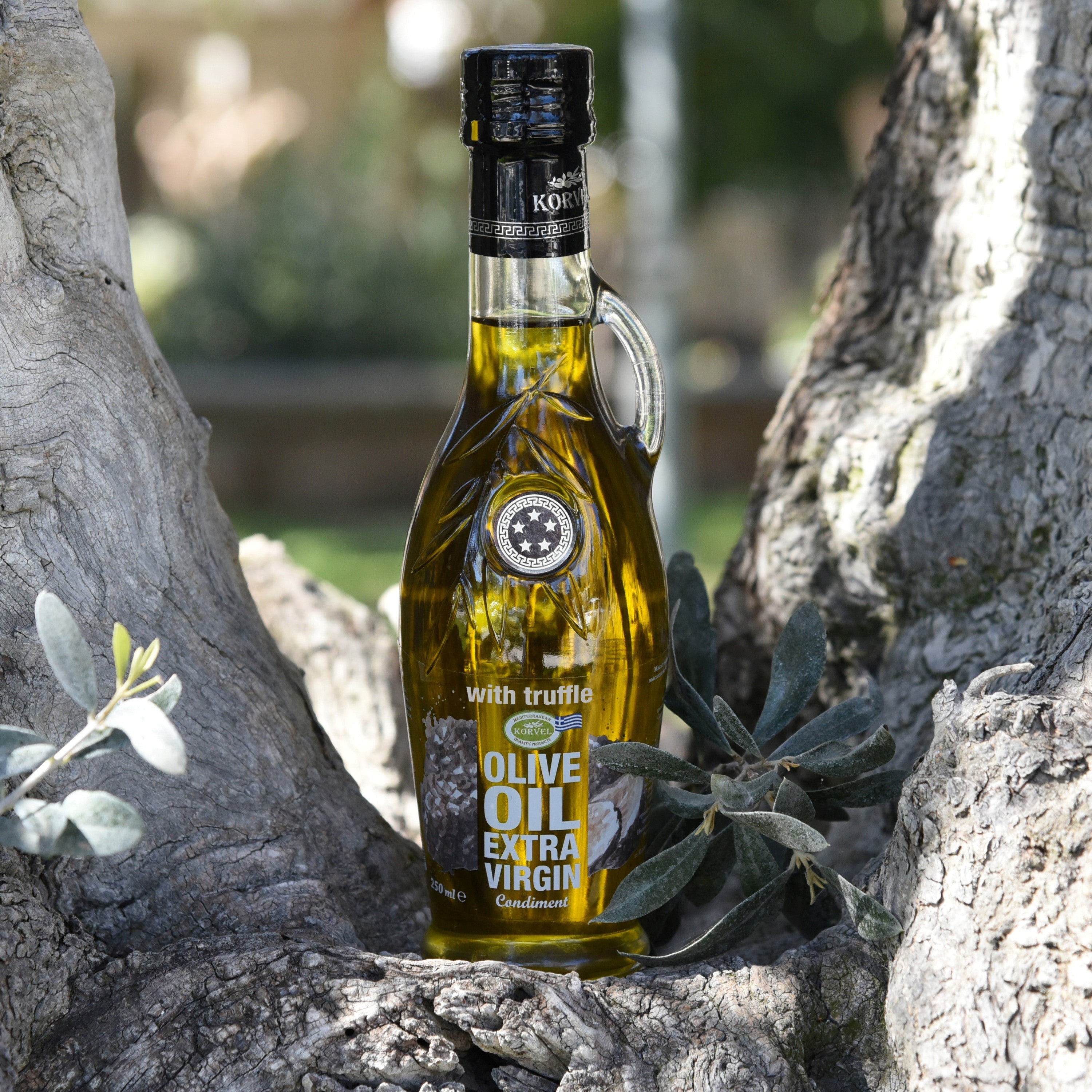 KORVEL Greek Extra Virgin Olive Oil with Truffle, 8.45 fl oz - 6 Pack