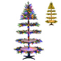 6.4 FT Rotating Christmas Tree 4-Tier Artificial Xmas Tree with 280 Branch Tips and 220 LED Lights
