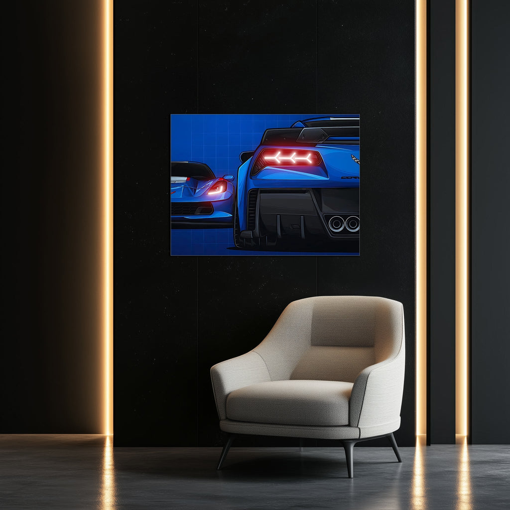 Neon LED Sports Car Wall Art Sign - Modern Automotive Garage Lighted Home Decor