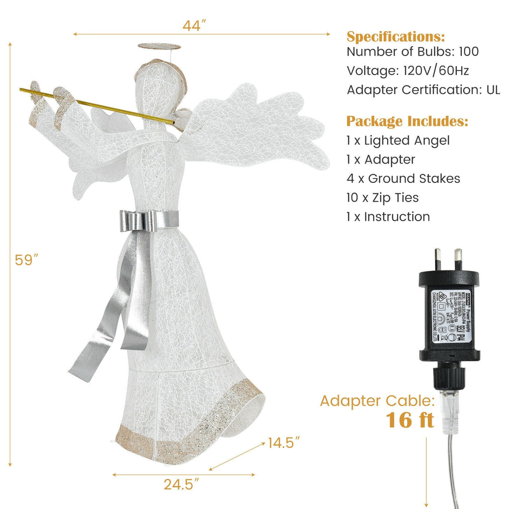 Pre-Lit Angel Christmas Decoration with 100 LED Lights