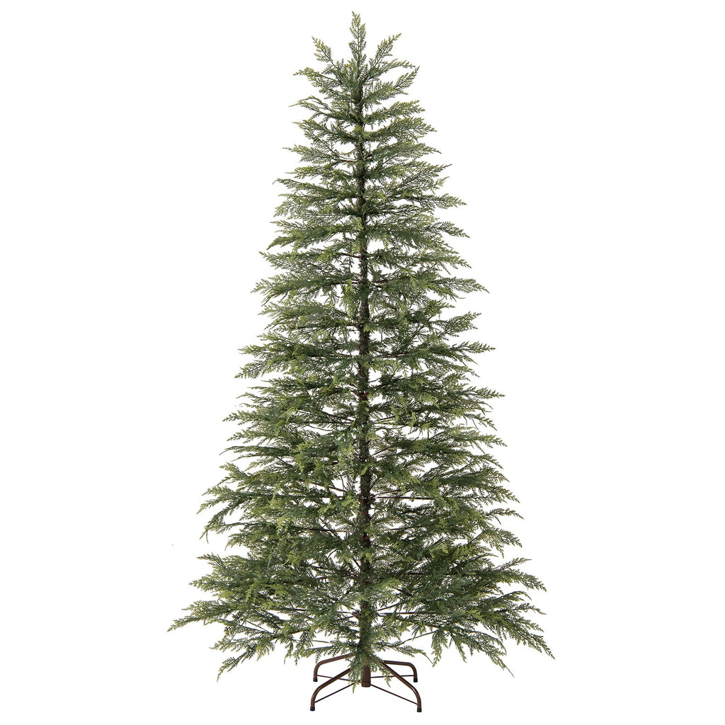 7.5 Feet Artificial Christmas Tree with Branch Tips and Colorful LED Lights