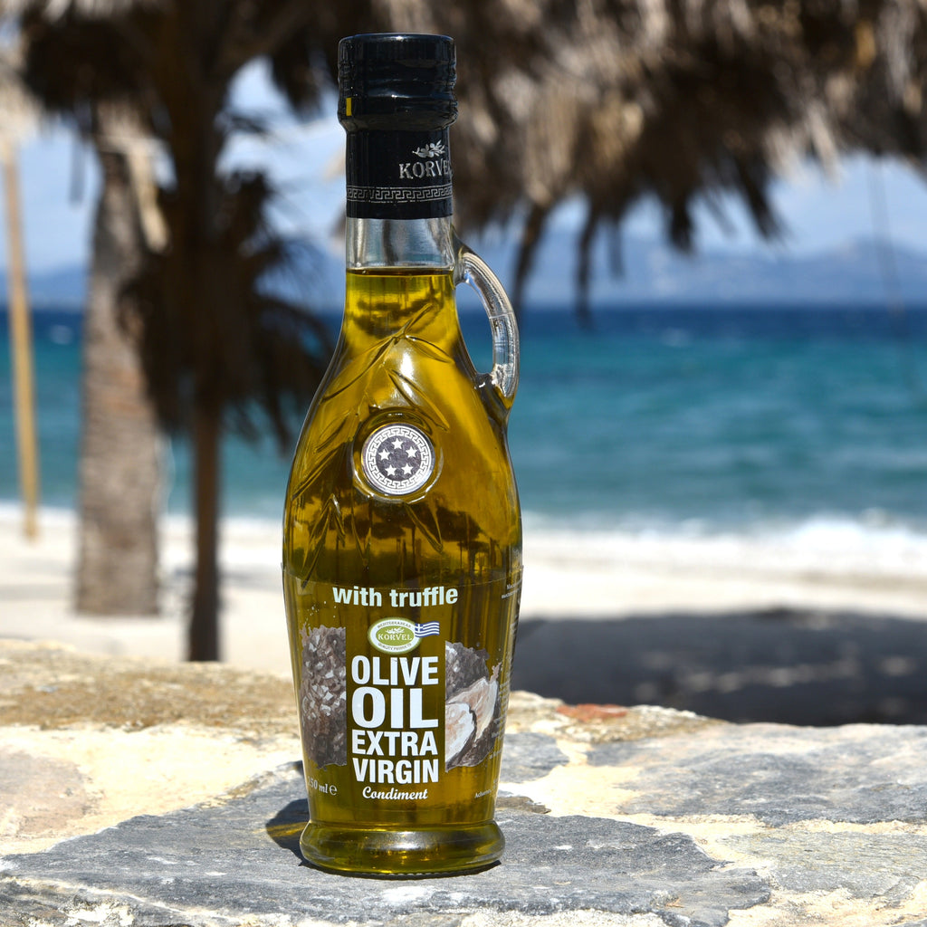 KORVEL Greek Extra Virgin Olive Oil with Truffle, 8.45 fl oz - 6 Pack