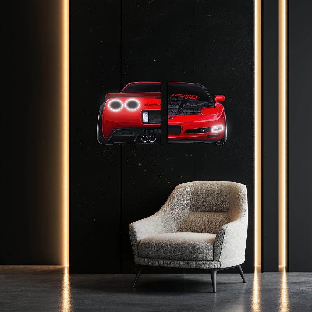Car Neon LED Wall Art Sign with UV Printed Acrylic Vibrant Integrated Lighting Decor