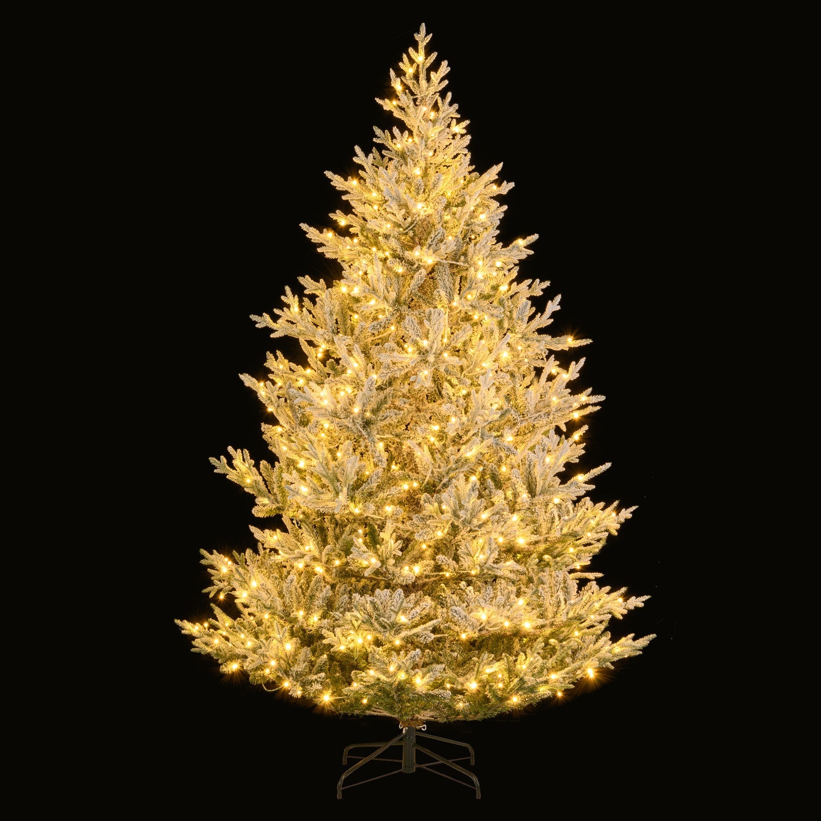 6/7/8 Feet Pre-Lit Artificial Christmas Tree Hinged Snow Flocked Xmas Tree