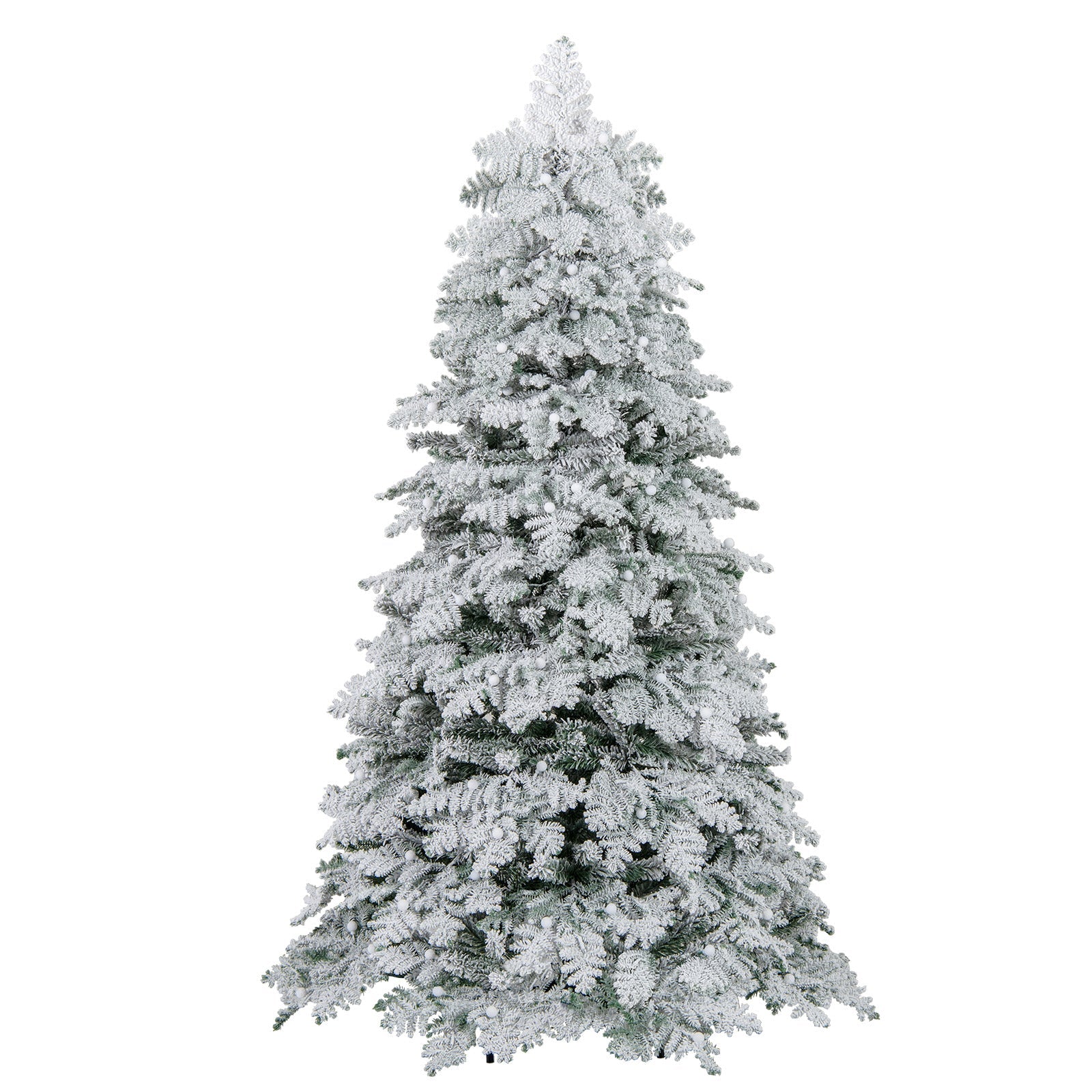 6/7 Feet Artificial Snow-flocked Christmas Tree Pre-lit Hinged Xmas Tree with 130 Twinkle Balls