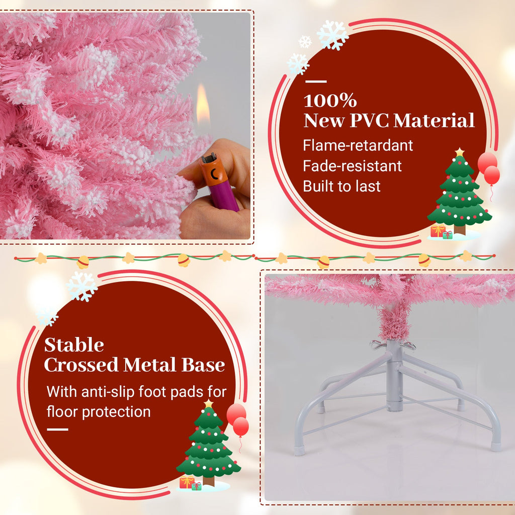 6 FT Artificial Christmas Tree with 460 Branch Tips and Folding Metal Stand