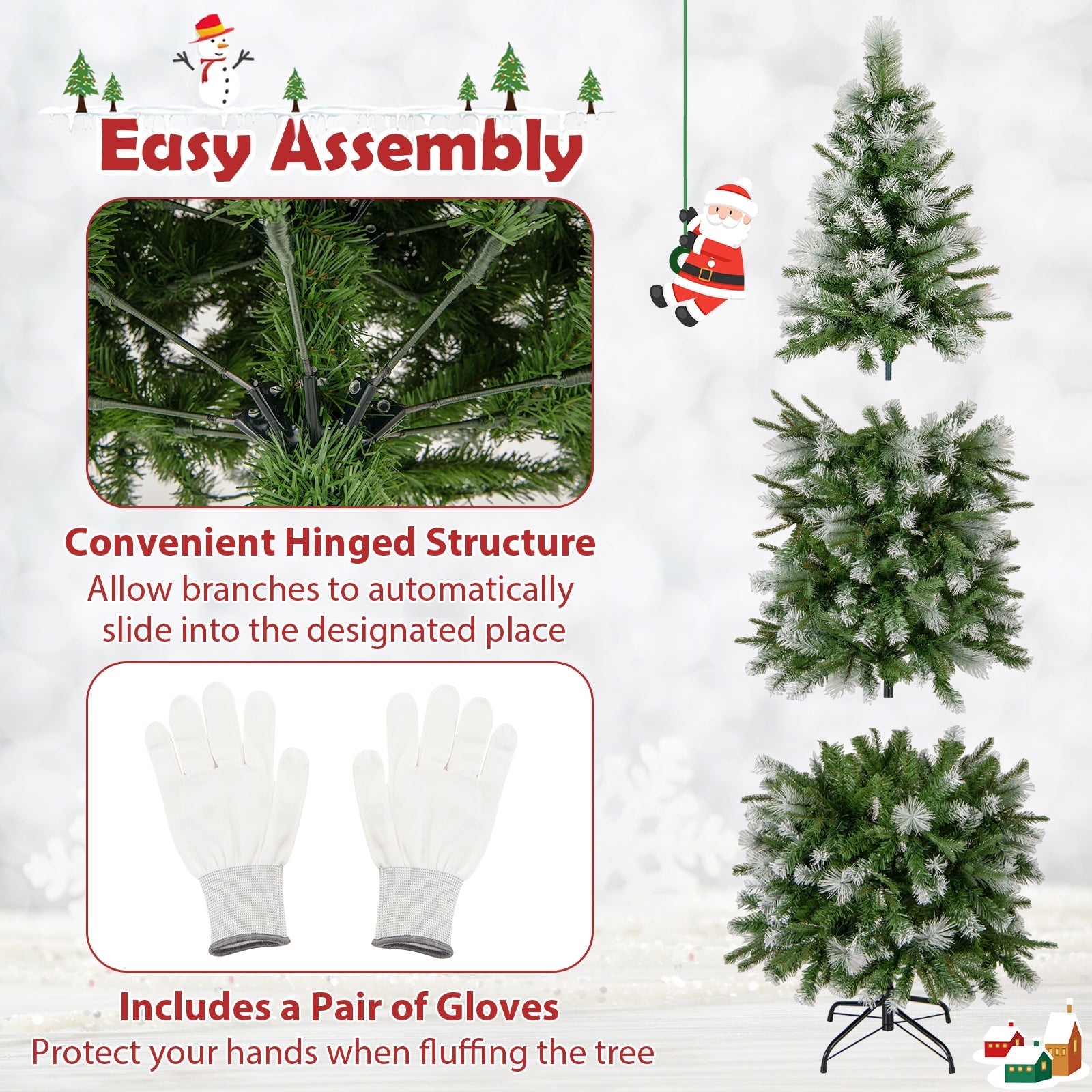 6/7.5/9 FT Artificial Christmas Tree with Warm-White LED Lights
