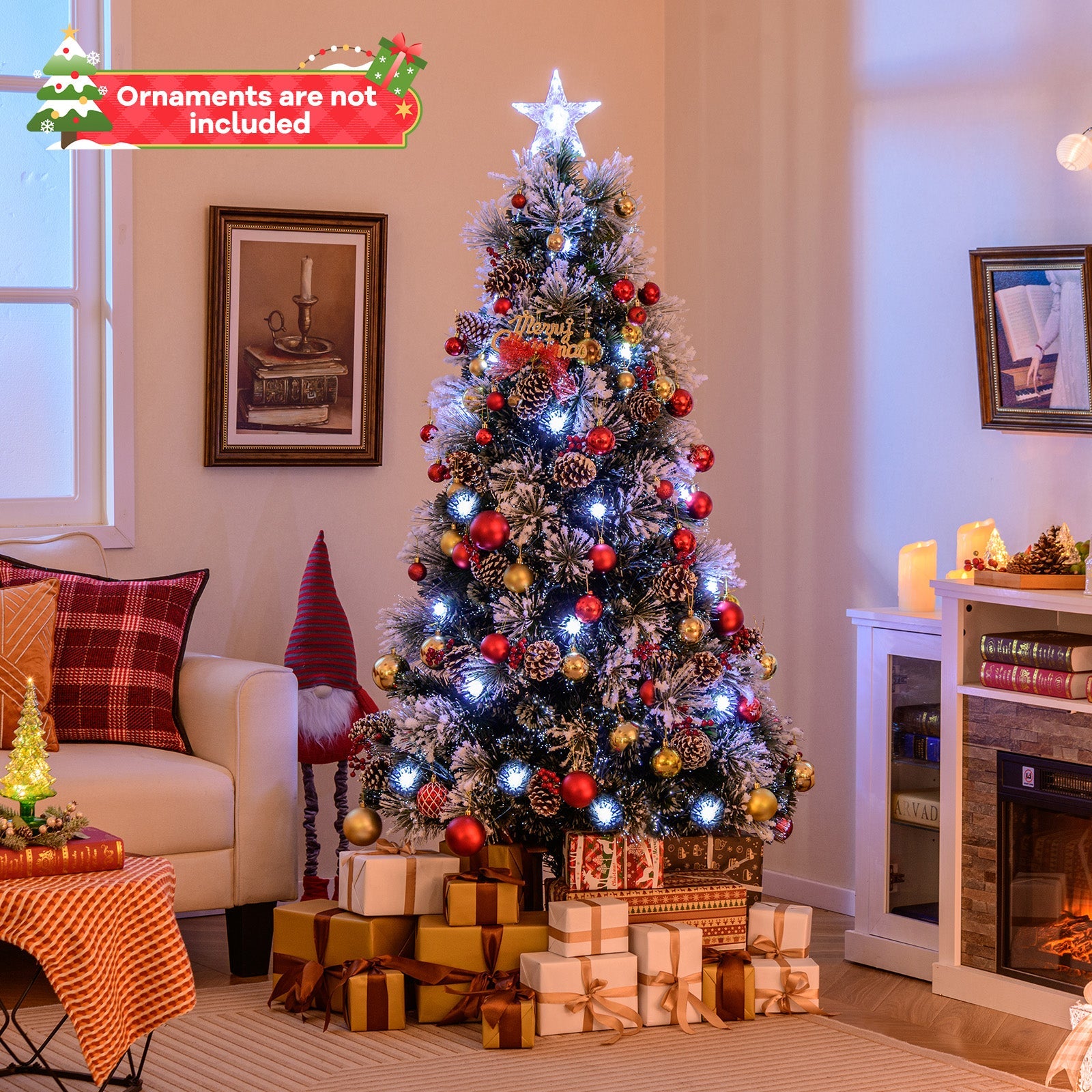 5 FT Flocked Christmas Tree with 8 Lighting Modes