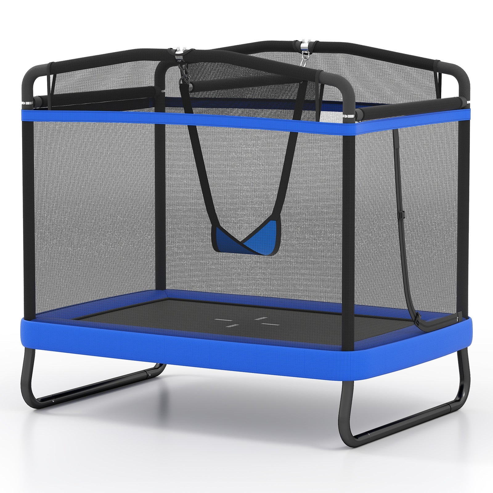 6 FT Kids Trampoline with Swing and Horizontal Bar Small Rectangle Trampoline