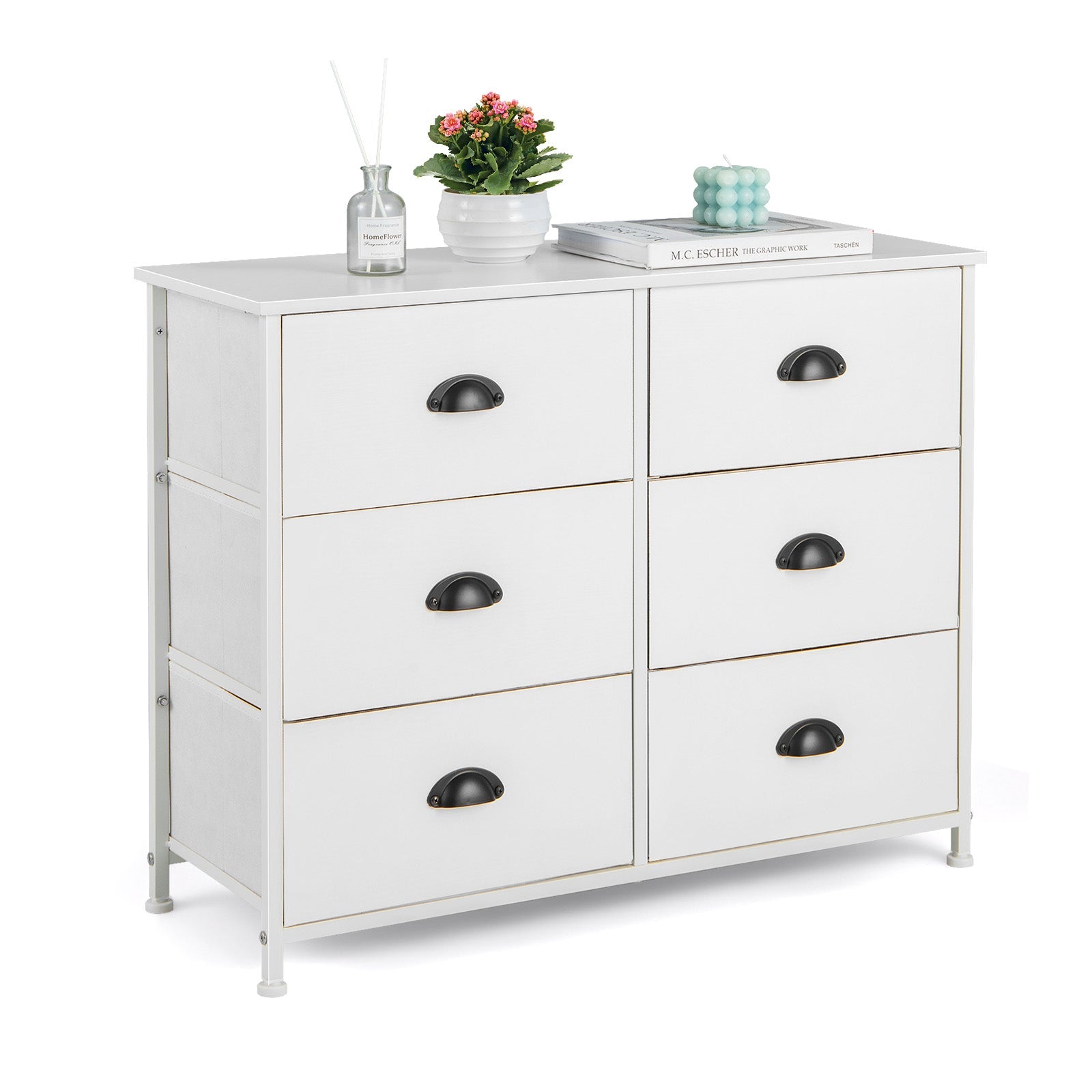 6 Fabric Drawers Storage Chest with Wooden Top