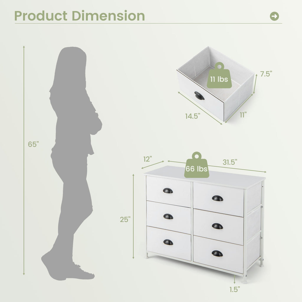 6 Fabric Drawers Storage Chest with Wooden Top