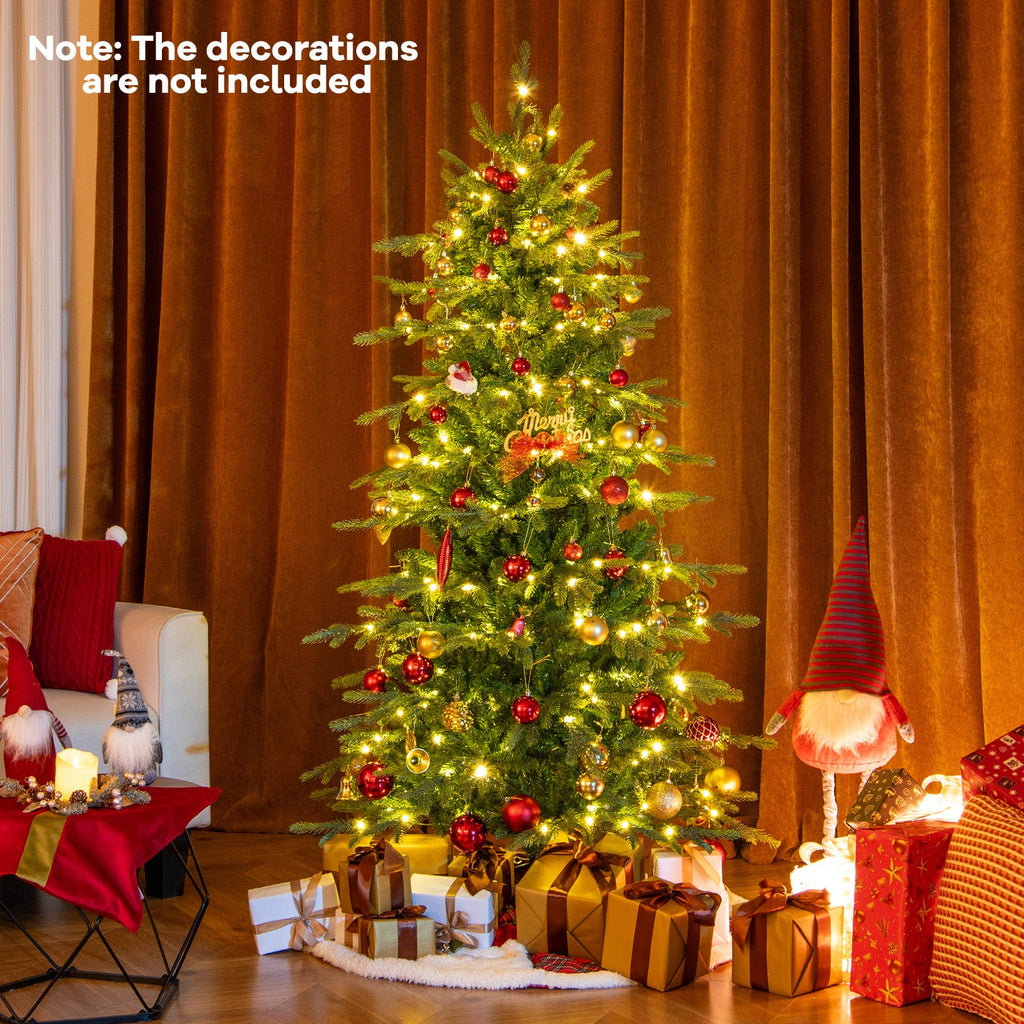 7.5 Feet Pre-Lit Artificial Christmas Tree with Warm White LED Lights