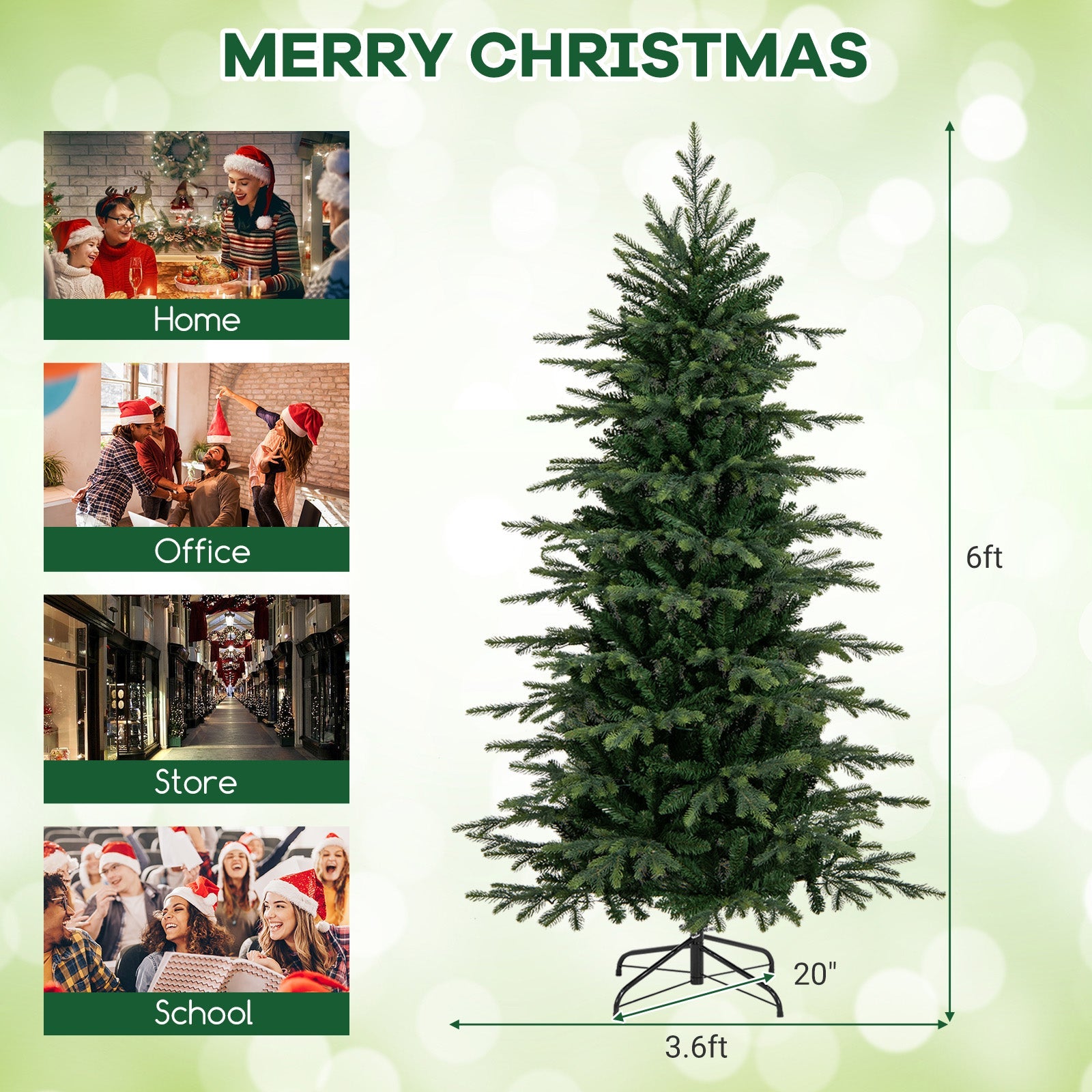 7.5 Feet Pre-Lit Artificial Christmas Tree with Warm White LED Lights