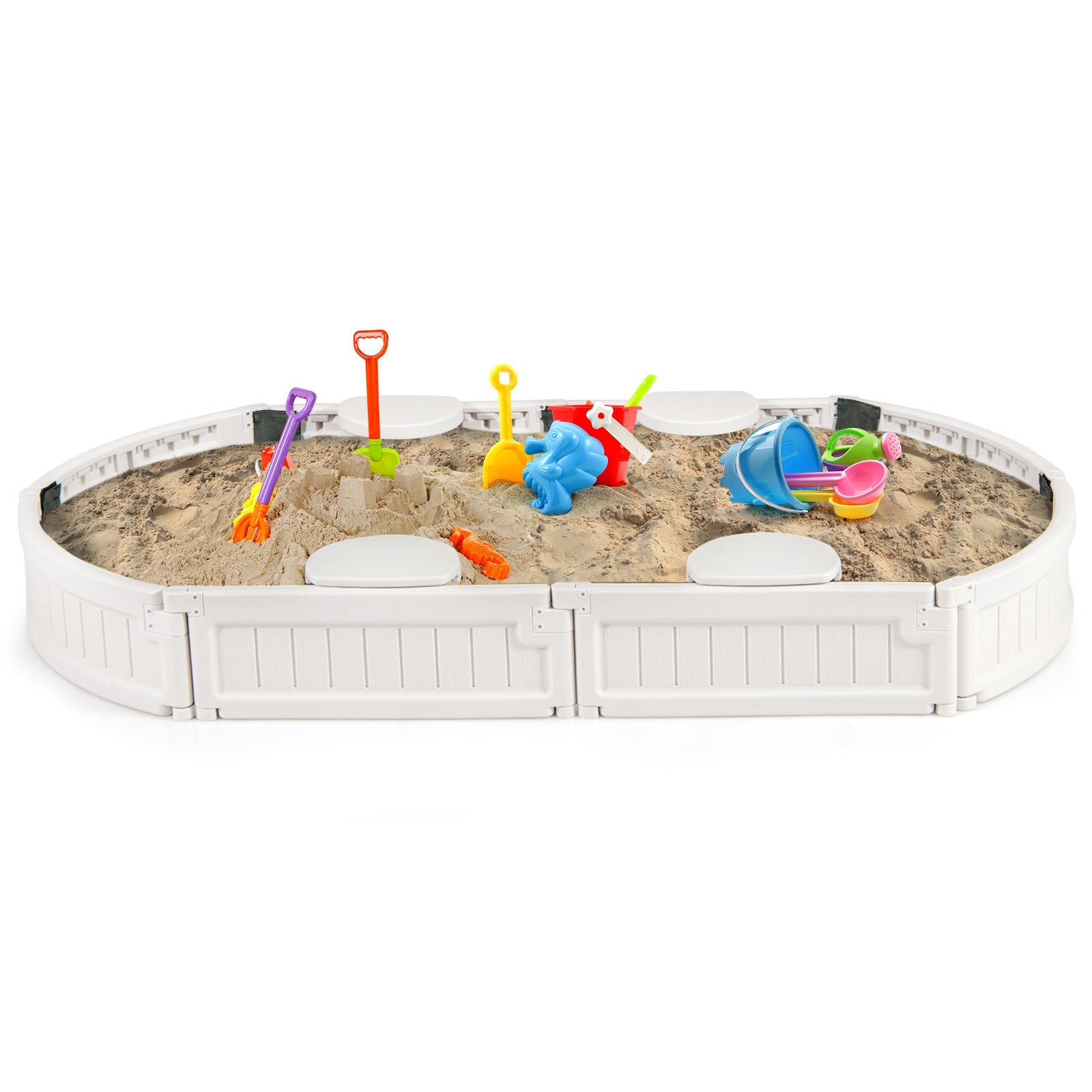 Sandbox with Built-in Corner Seat and Bottom Liner