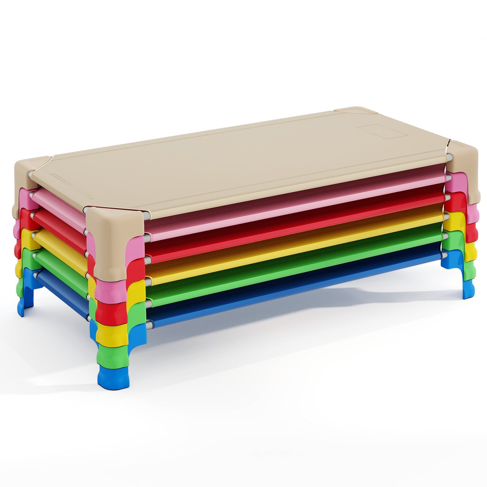 Portable 6 Pack Stackable Daycare Cots Sleeping Bed for Kids 53 Inch