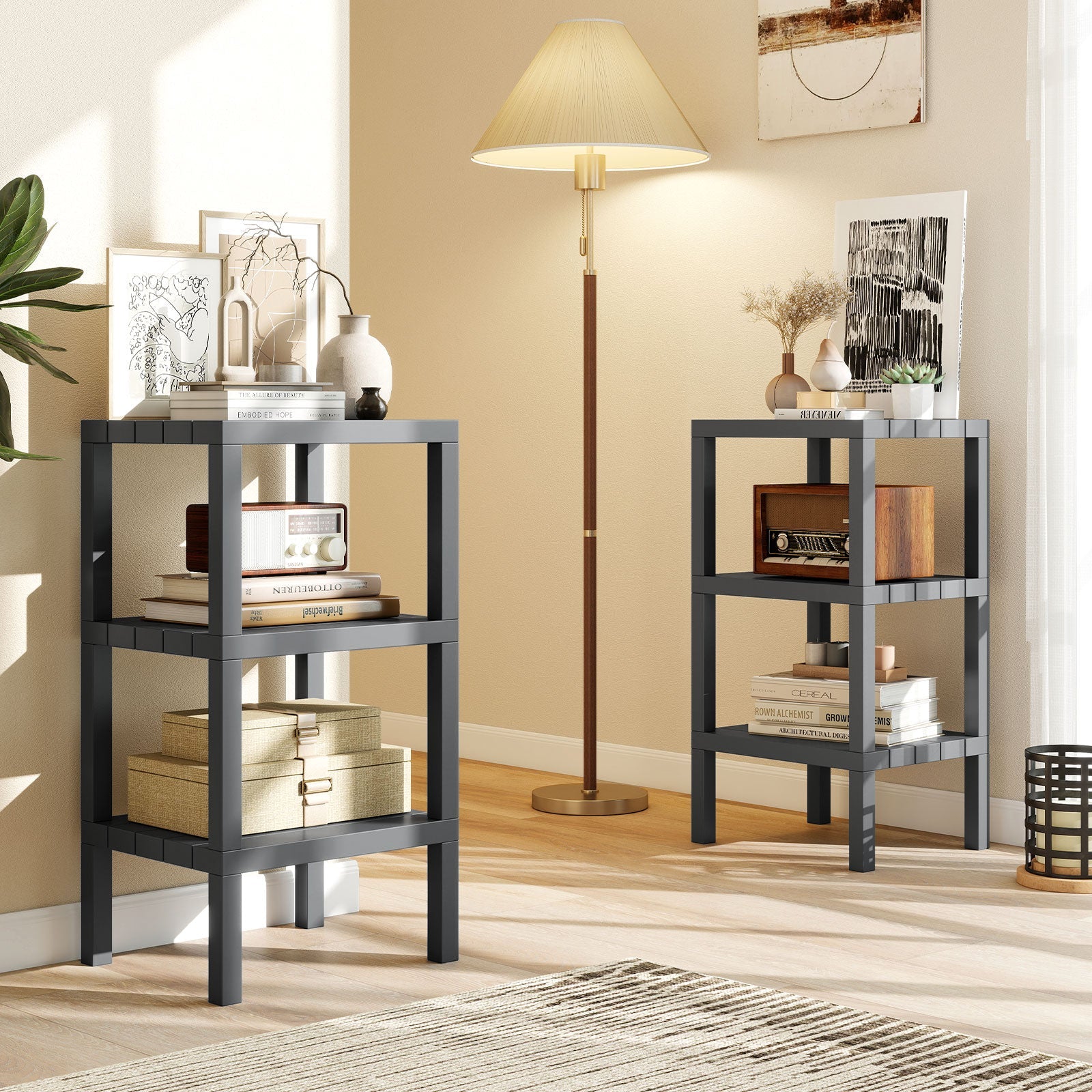 6-Tier Plastic Modular Storage Shelves for Living Room and Kitchen