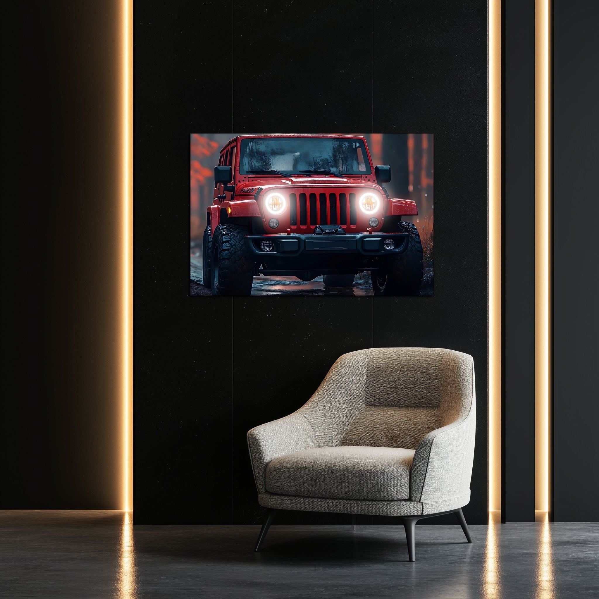 Neon LED Car Wall Art Sign Jeep Design UV Acrylic Lighted Garage