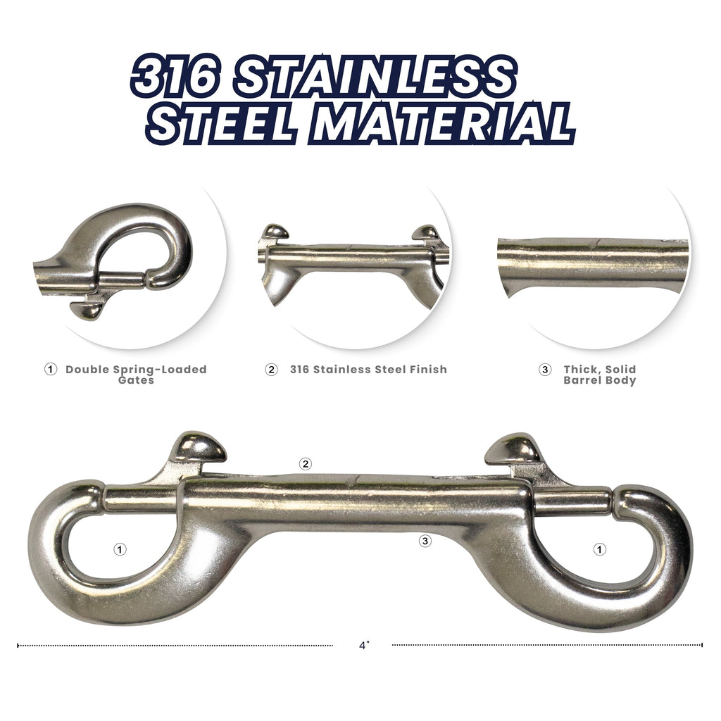 Scuba Dive Deluxe 4" Stainless Steel Double Ended Snap Bolt