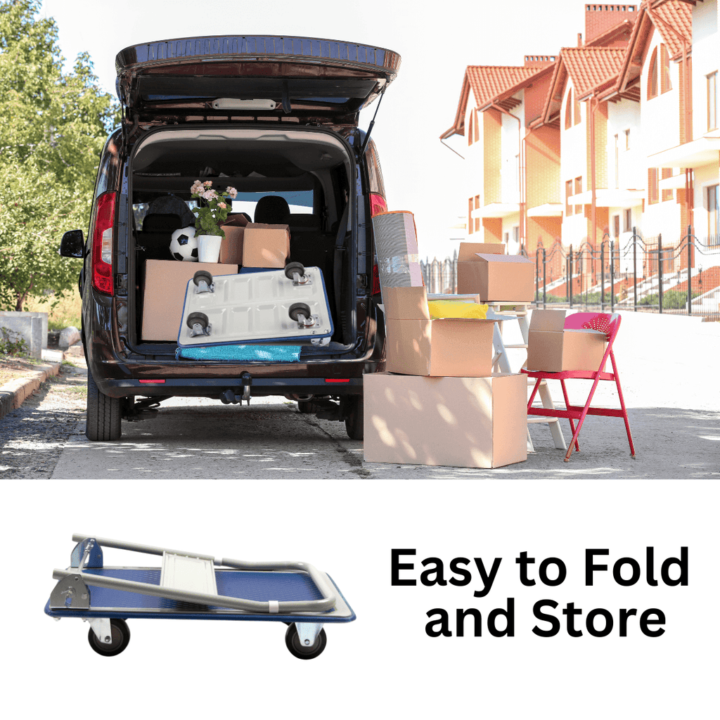 Platform Hand Truck, Compact & Foldable, 330-660 lb Capacity, Blue