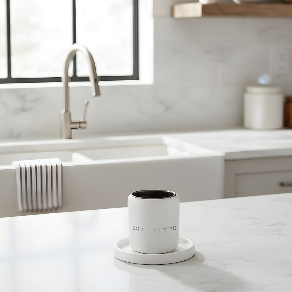 Luxury Concrete Kiddush Cup with Matching Base – Noble Model