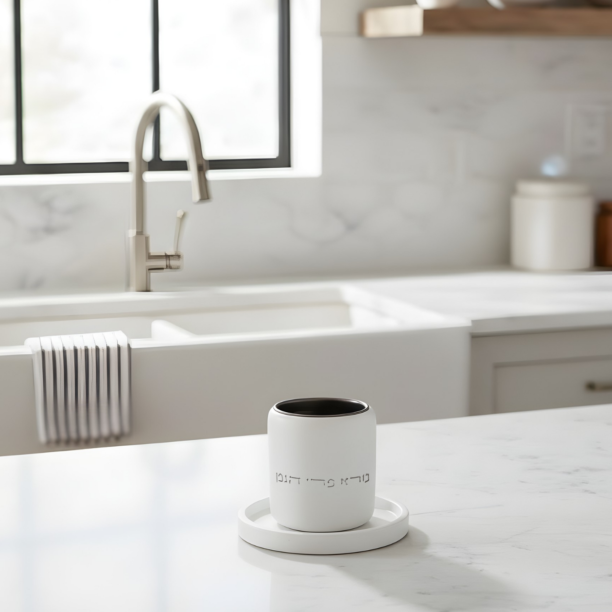 Luxury Concrete Kiddush Cup with Matching Base – Noble Model